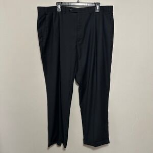 Lauren Ralph Lauren Mens Dress Pants 41x28 Black Excellent Pleated Cuffed Hem